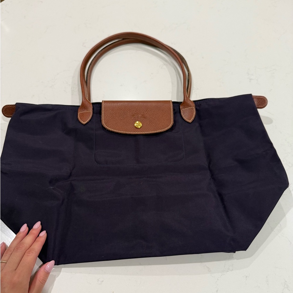 LONGCHAMP Le Pliage Original L Tote bag-Dark Purple-Billberry Color-Gently Worn
